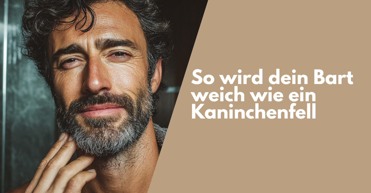 Mann mit super weichen Bart im Badezimmer