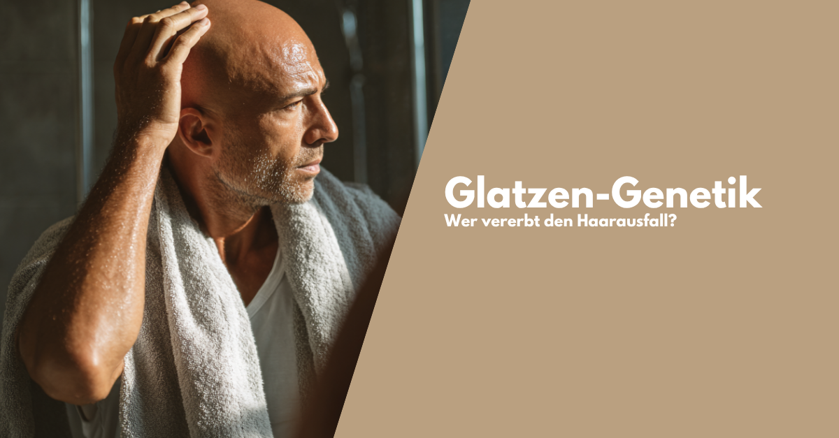 Mann mit Glatze im Badezimmer nach der Rasur