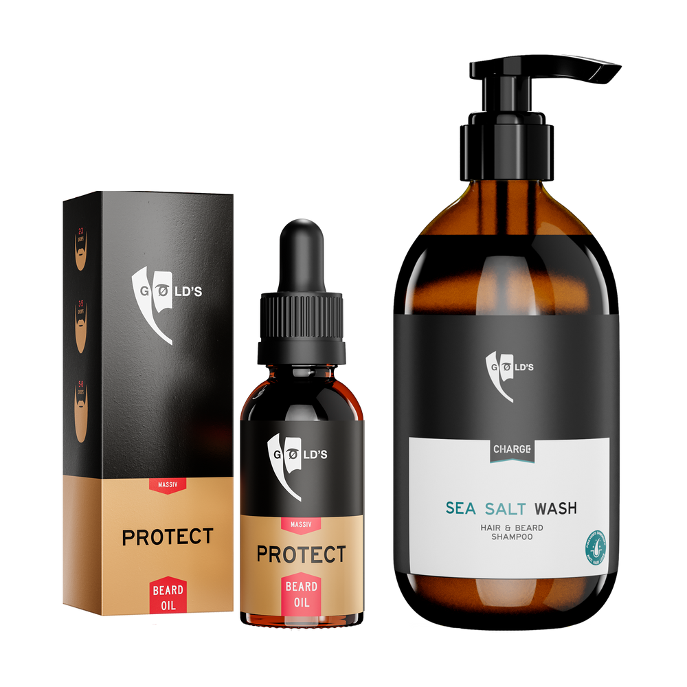 Bart Essentials Set mit Sea Salt Wash und Bartöl Protect von GØLD'S / Goelds #reinige-mit_shampoo