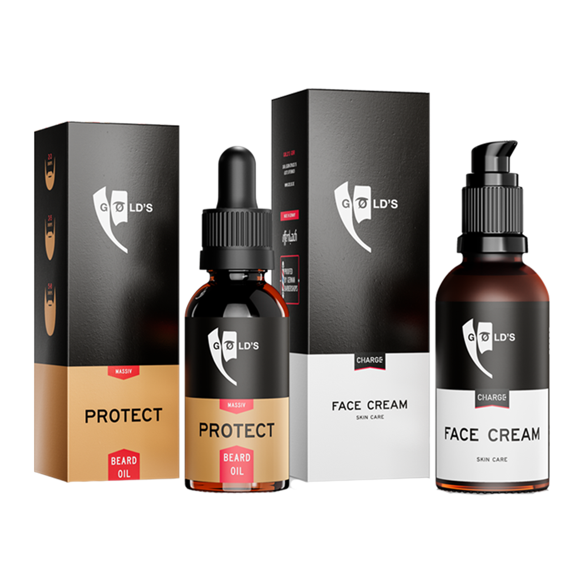Premium Gesichtspflege Duo-Set mit Protect Bartöl und Face Cream Gesichtscreme von GØLD'S / Goelds